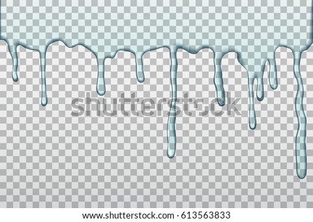 Dripping Water On Transparent Background Realistic Stock Vector