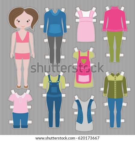 Cute Dress Paper Doll Body Template Stock Vector 96072626 - Shutterstock