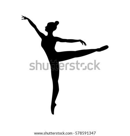 Dance Girl Silhouette Isolated On White Stock Vector 515044585 ...