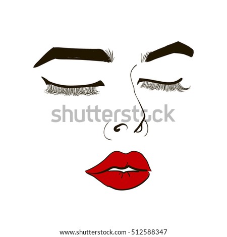 Polly vendors graphic red lashes background lips with shapes evening