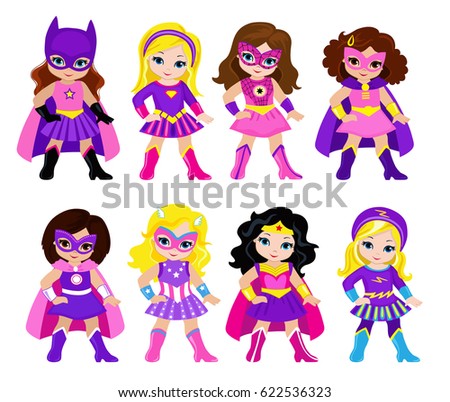 Cute Superhero Girl Vector Clip Art Stock Vector 219078064 - Shutterstock