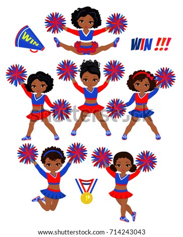 Cartoon Cheerleaders Show Team Spirit Stock Vector 132269651 - Shutterstock