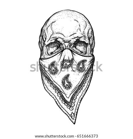 Skull Bandana On Face Typography Text Stock Vector 658252897 - Shutterstock