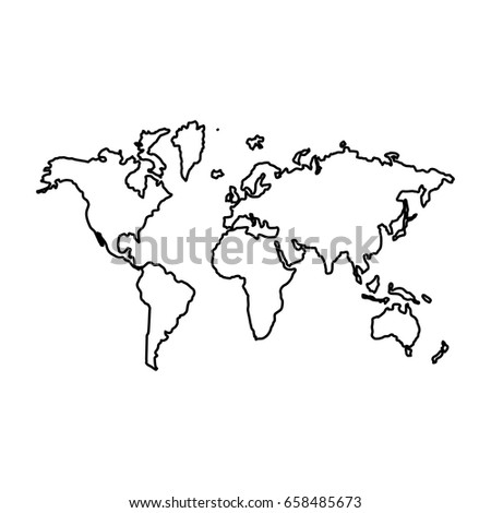 Black World Map Outlines Isolated On Stock Vector 46059028 - Shutterstock