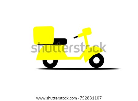 Delivery Cartoon Scooter Big Orange Box Stock Vector 104035829
