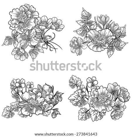 Line Flowers Stock Vector 97222847 - Shutterstock