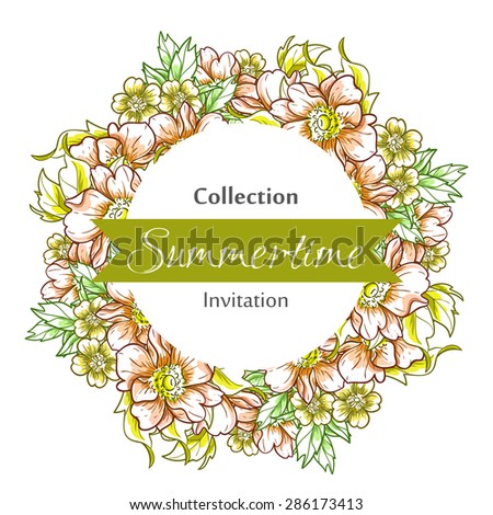 stock photo summertime collection romantic botanical invitation greeting card with floral background 286173413