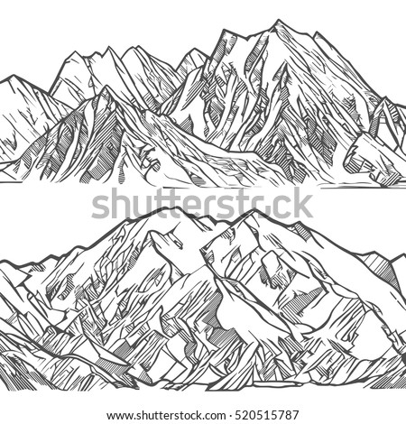 Handdrawn Mountains Illustration Stock Vector 389546164 - Shutterstock