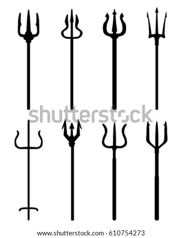 Set Trident Black Silhouettes Stock Vector 610754273 - Shutterstock