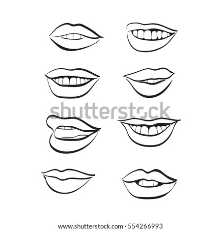 Icons Female Lips Vector Illustration Stock Vector 267386348 - Shutterstock