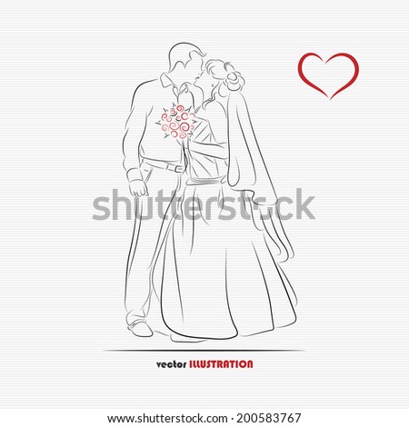Happy Married Couple Sketch Stock Vector 136855532 - Shutterstock