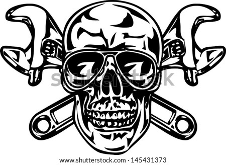 Skull Crossed Wrenches Stock Vector 145431373 - Shutterstock