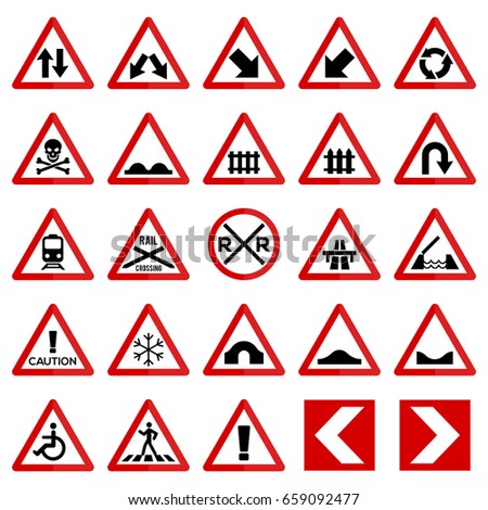 Warning Traffic Signs Stock Vector 24241447 - Shutterstock