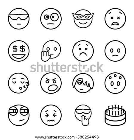 Set Hand Drawn Funny Faces Happy Stock Vector 380264071 - Shutterstock