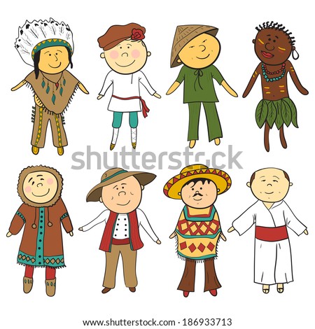 Different Culture Standing Together Holding Hands Stock Vector ...