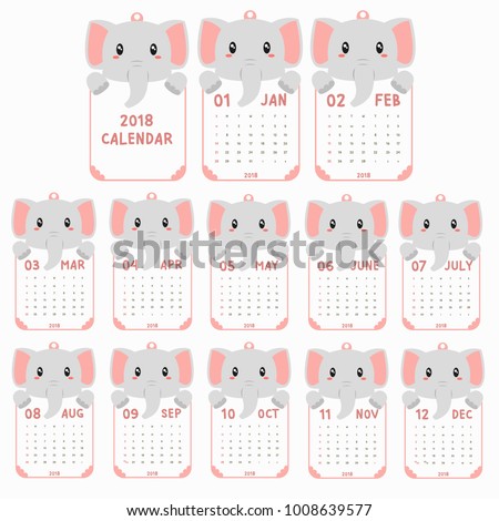 2018 calendar template 2018 animal shaped calendar cute baby elephant holding calendar printable - Cartoon Template Printable 2018 calendar template 2018 animal shaped calendar cute baby elephant holding calendar printable - Cartoon Template Printable