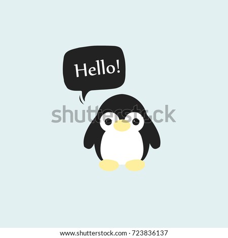 Cute Cartoon Penguin Saying Hello Colorful Stock Vector 329961932 ...