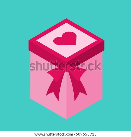 Birthday, wedding gift box. Card, invitation design. Vector ...