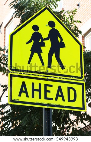 School Crossing Ahead Traffic Sign Stock Photo 3515408 - Shutterstock