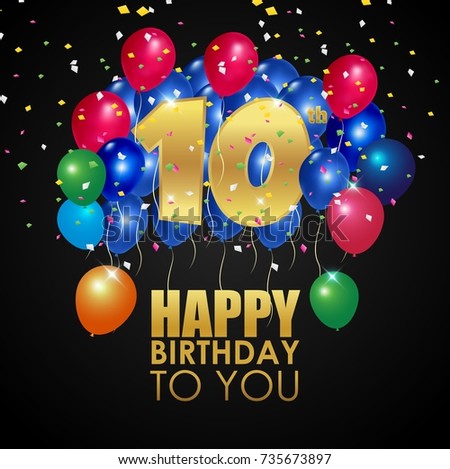Balloons Happy Birthday On Black Gold Stock Vector 504868243 - Shutterstock