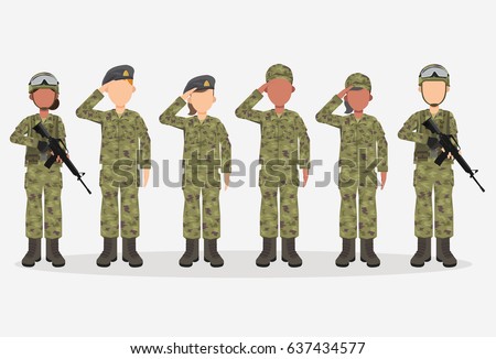 Group Army Military People Man Woman Stock Vector 496521460 - Shutterstock