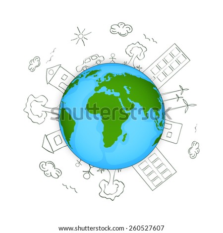 Creative Drawing World Map Global Ecological Stock Vector 237475639 ...