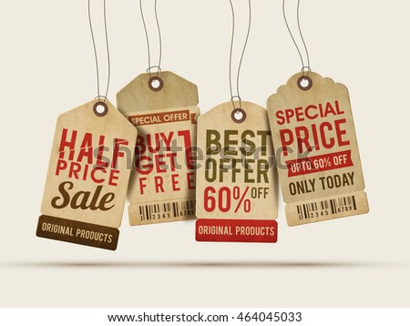 Vintage Style Sale Tags Design Stock Vector 146828684 - Shutterstock