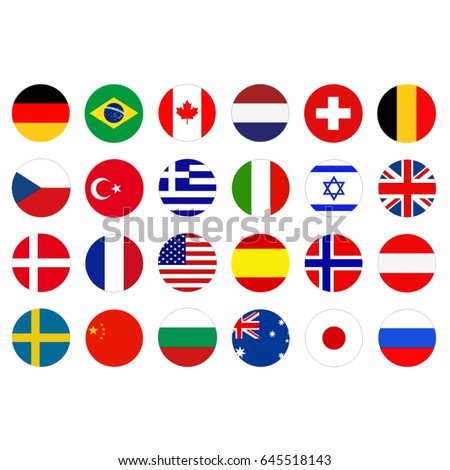 Set Round Flags World Top States Stock Vector 137660771 - Shutterstock