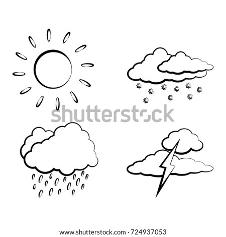 Weather Icons Set Hand Drawn Sketch Stock Vector 148025003 - Shutterstock