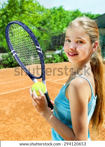 Happy Teenage Girl Sport Outfits Tennis Stock Photo 