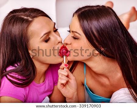 Lesbian Brunettes Kissing 49