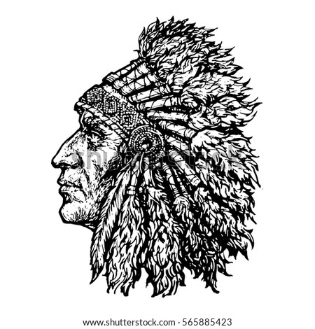 native american head hand drawn vector stock vector native american head hand drawn vector stock vector