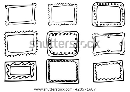 Hand Drawn Vector Frame Set Design Stock Vector 185493602 - Shutterstock