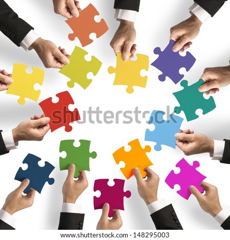 Teamwork Businesspeople Work Build Business System Stock Photo ...