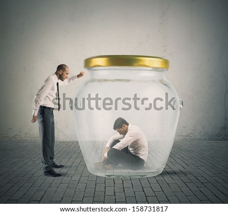 Young Businessman Trapped Glass Jar Stock Photo 99779219 - Shutterstock