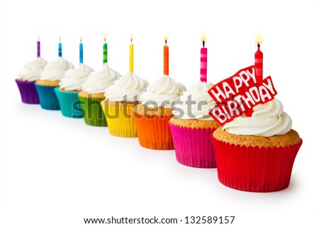 Birthday cupcakes - stock photo