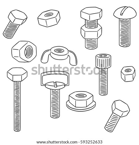 Nuts Bolts Stock Vector 12093208 - Shutterstock