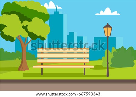 Bench Streetlight On City Background Vector Stock Vector 172476722 ...