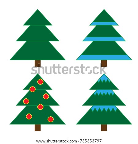 Cartoon Illustration Christmas Tree 3 Different Stock Vector 83063746 - Shutterstock