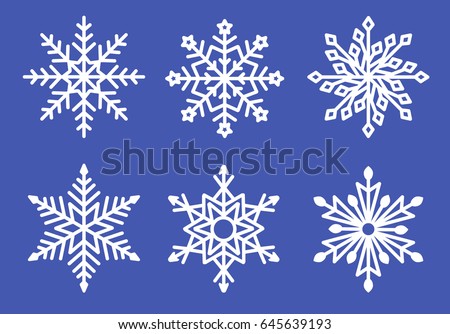 Set Laser Cutting Openwork Snowflakes Template Stock 