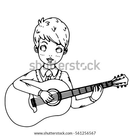 Playing Electric Guitar Illustration Stock Illustration 45606631