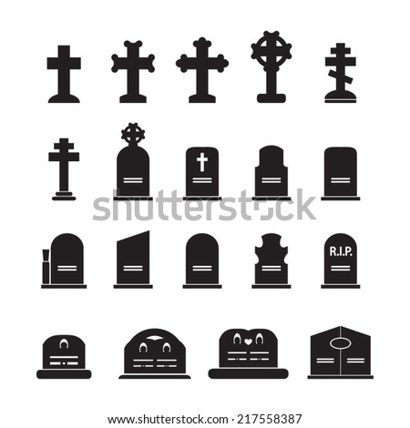 Headstone Gravestones Vector Silhouettes Stock Vector 27219307 ...