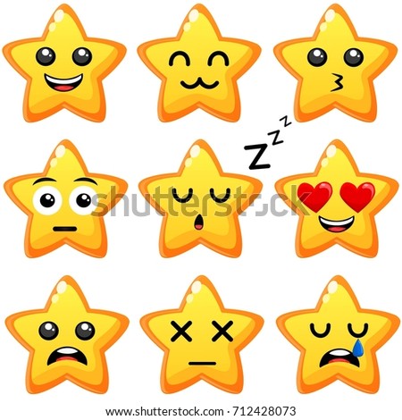 Smiley Cartoon Stars Clip Art Various Stock Vector 73451971 - Shutterstock