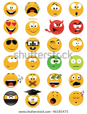 Cute Emoticons Set Emoji Smiley Vector Stock Vector 437914531 ...