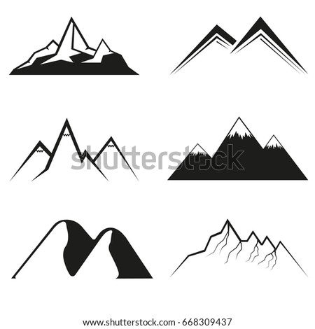 Hand Drawn Mountains Vector Illustration Set Stock Vector 231469978 ...