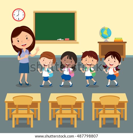 Kids Go School Vector Illustration School Stock Vector 185274350 ...