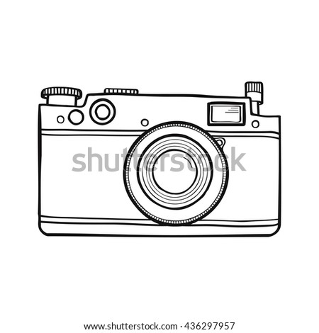 Vector Black And White Illustration With Retro Photo Camera Vector Black And White Illustration With Retro Photo Camera