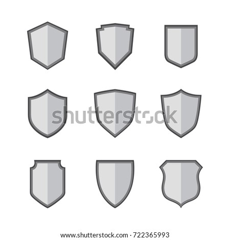 Shield Emblem Flat Set Stock Vector 212435995 - Shutterstock