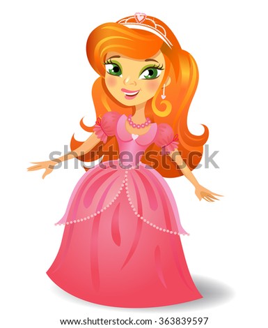 Vector Illustration Cute Smiling Princess Long Stock Vector 195972425