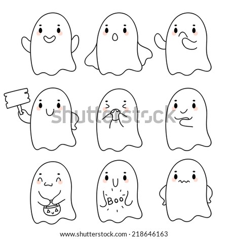 Cute Ghost Black Line Art Stock Vector 324371750 - Shutterstock